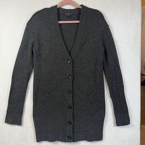 James Perse 100% Cashmere Dark Gray Button Front Long Sleeve Cardigan Size 1
